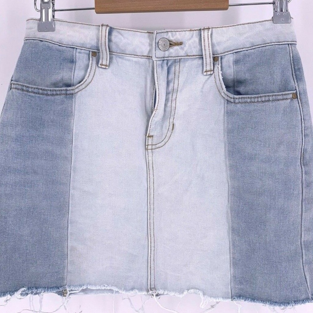 acSun Size 26 Womens Blue Light Wash Denim Distressed Cut-Off Mini Jean Skirt